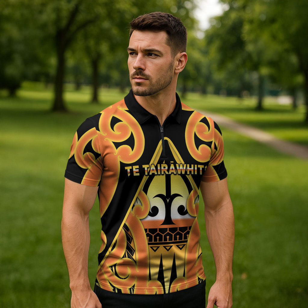 Personalised New Zealand Te Tairawhiti Zipper Polo Shirt Maori Koru Pattern