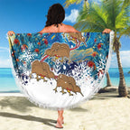 New Zealand Christmas Beach Blanket Kiwis Santa Sleigh Starry Night Style