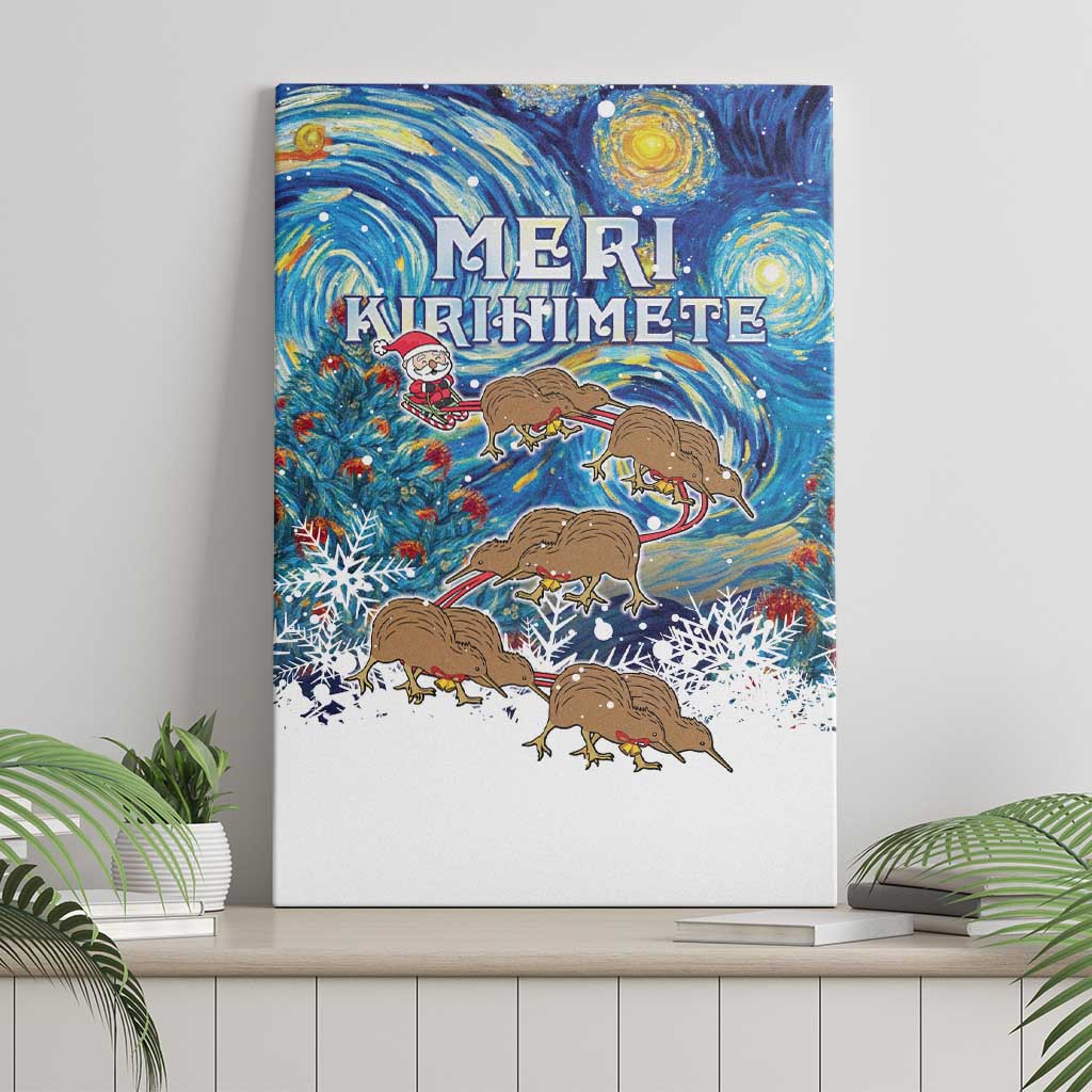 New Zealand Christmas Canvas Wall Art Kiwis Santa Sleigh Starry Night Style