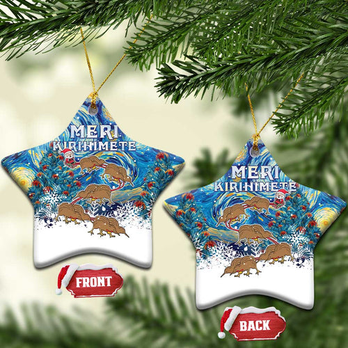 New Zealand Christmas Ceramic Ornament Kiwis Santa Sleigh Starry Night Style