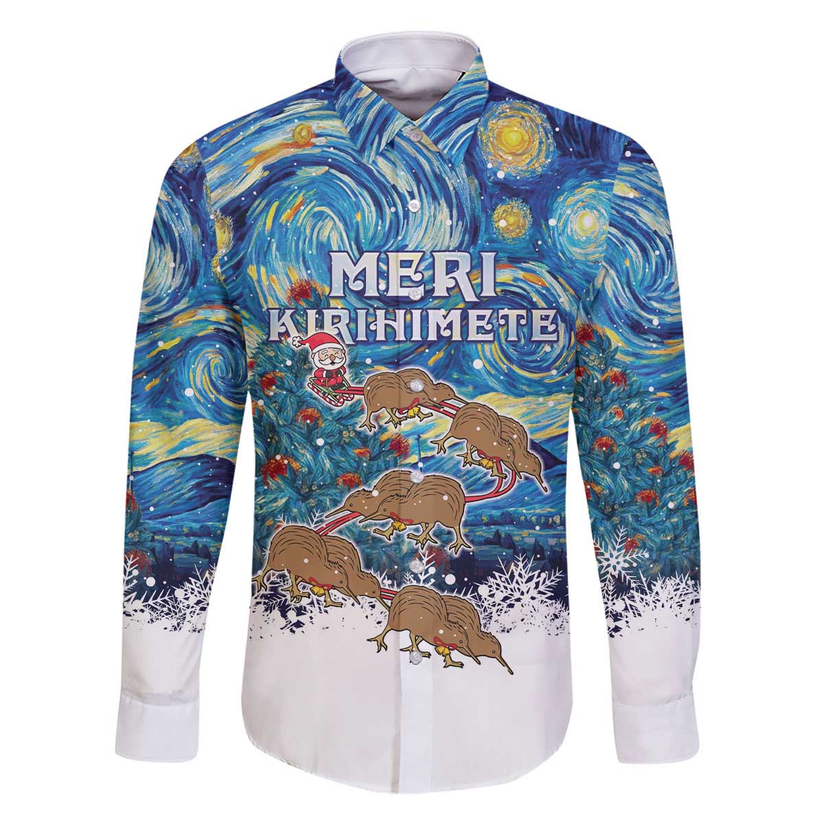 New Zealand Christmas Family Matching Off The Shoulder Long Sleeve Dress and Hawaiian Shirt Kiwis Santa Sleigh Starry Night Style