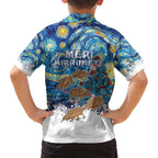 New Zealand Christmas Family Matching Off Shoulder Maxi Dress and Hawaiian Shirt Kiwis Santa Sleigh Starry Night Style
