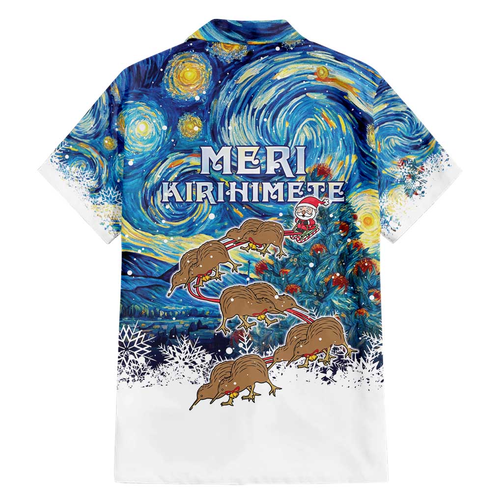 New Zealand Christmas Hawaiian Shirt Kiwis Santa Sleigh Starry Night Style