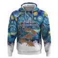 New Zealand Christmas Hoodie Kiwis Santa Sleigh Starry Night Style