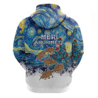 New Zealand Christmas Hoodie Kiwis Santa Sleigh Starry Night Style
