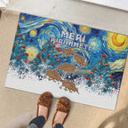 New Zealand Christmas Rubber Doormat Kiwis Santa Sleigh Starry Night Style