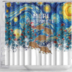 New Zealand Christmas Shower Curtain Kiwis Santa Sleigh Starry Night Style