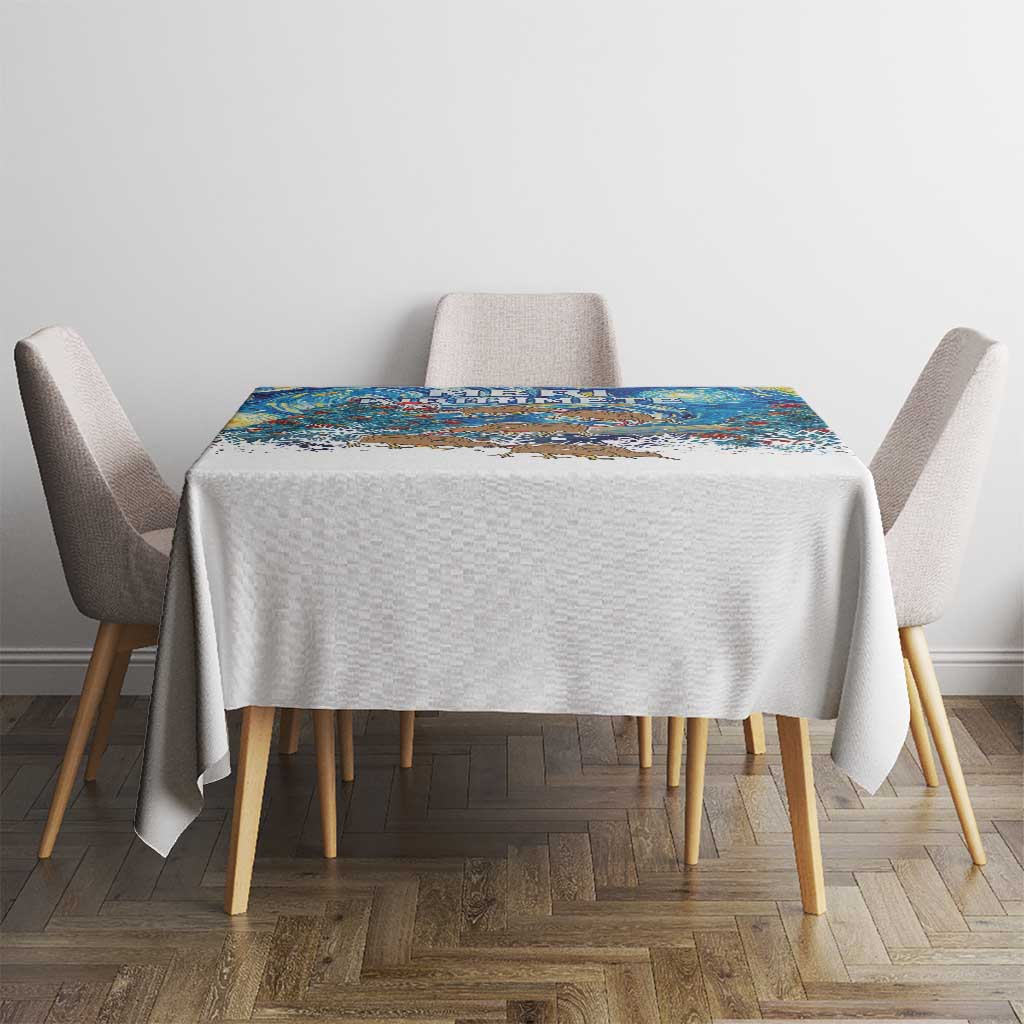 New Zealand Christmas Tablecloth Kiwis Santa Sleigh Starry Night Style