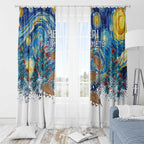 New Zealand Christmas Window Curtain Kiwis Santa Sleigh Starry Night Style