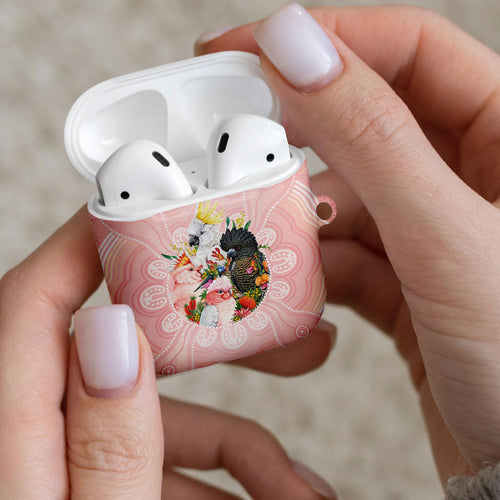 Australian Cockatoos AirPods Case Flora Aboriginal Dot Art Pattern