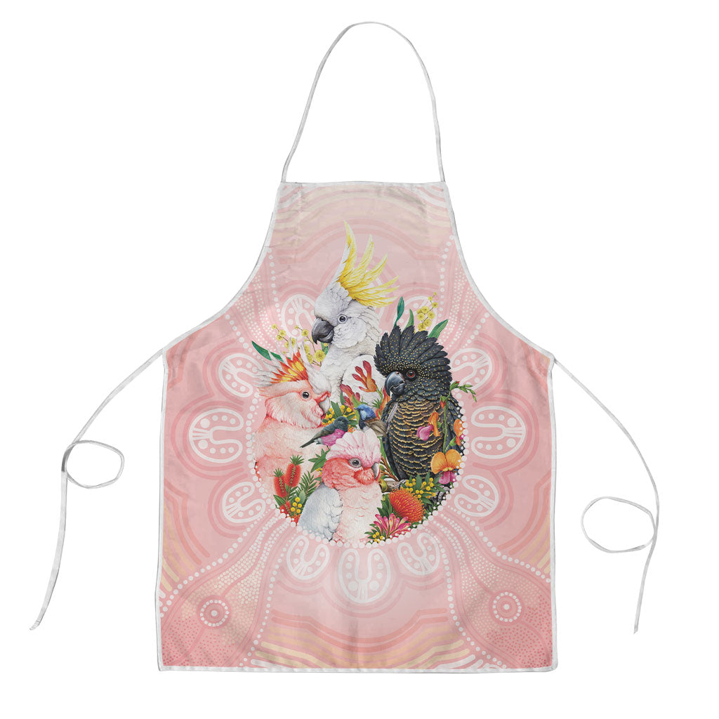 Australian Cockatoos Apron Flora Aboriginal Dot Art Pattern