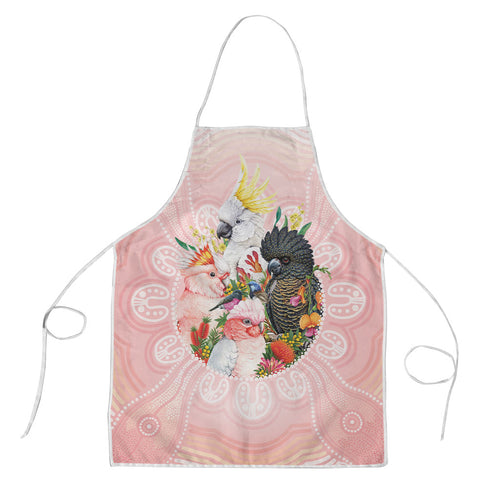 Australian Cockatoos Apron Flora Aboriginal Dot Art Pattern