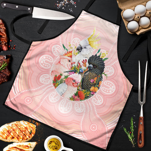 Australian Cockatoos Apron Flora Aboriginal Dot Art Pattern