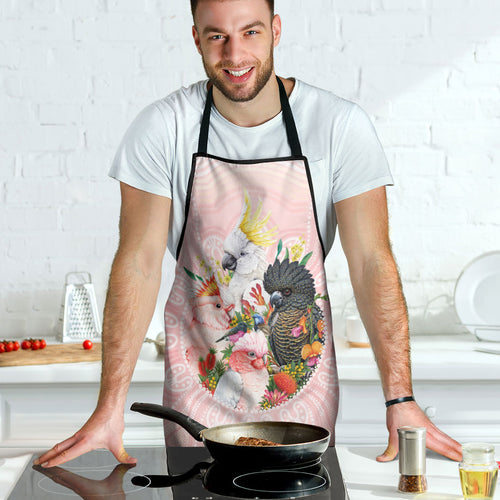 Australian Cockatoos Apron Flora Aboriginal Dot Art Pattern