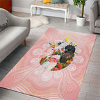 Australian Cockatoos Area Rug Flora Aboriginal Dot Art Pattern