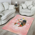 Australian Cockatoos Area Rug Flora Aboriginal Dot Art Pattern