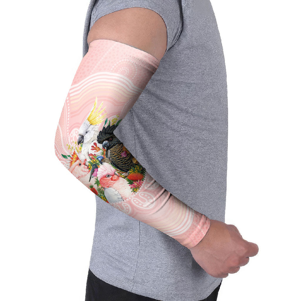 Australian Cockatoos Arm Sleeves Flora Aboriginal Dot Art Pattern