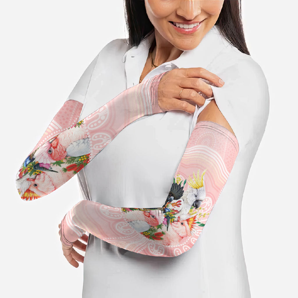 Australian Cockatoos Arm Sleeves Flora Aboriginal Dot Art Pattern