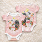 Australian Cockatoos Baby Onesie Flora Aboriginal Dot Art Pattern