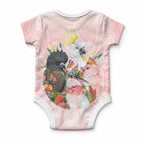 Australian Cockatoos Baby Onesie Flora Aboriginal Dot Art Pattern