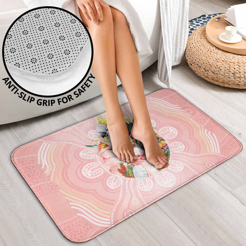 Australian Cockatoos Bathroom Set Flora Aboriginal Dot Art Pattern