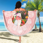 Australian Cockatoos Beach Blanket Flora Aboriginal Dot Art Pattern