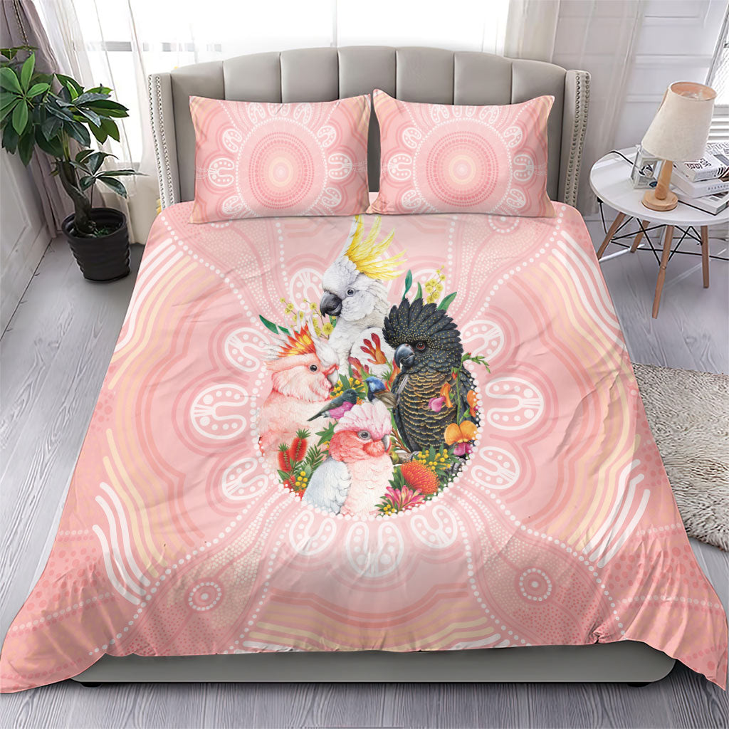 Australian Cockatoos Bedding Set Flora Aboriginal Dot Art Pattern