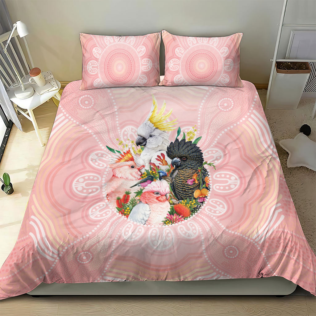 Australian Cockatoos Bedding Set Flora Aboriginal Dot Art Pattern