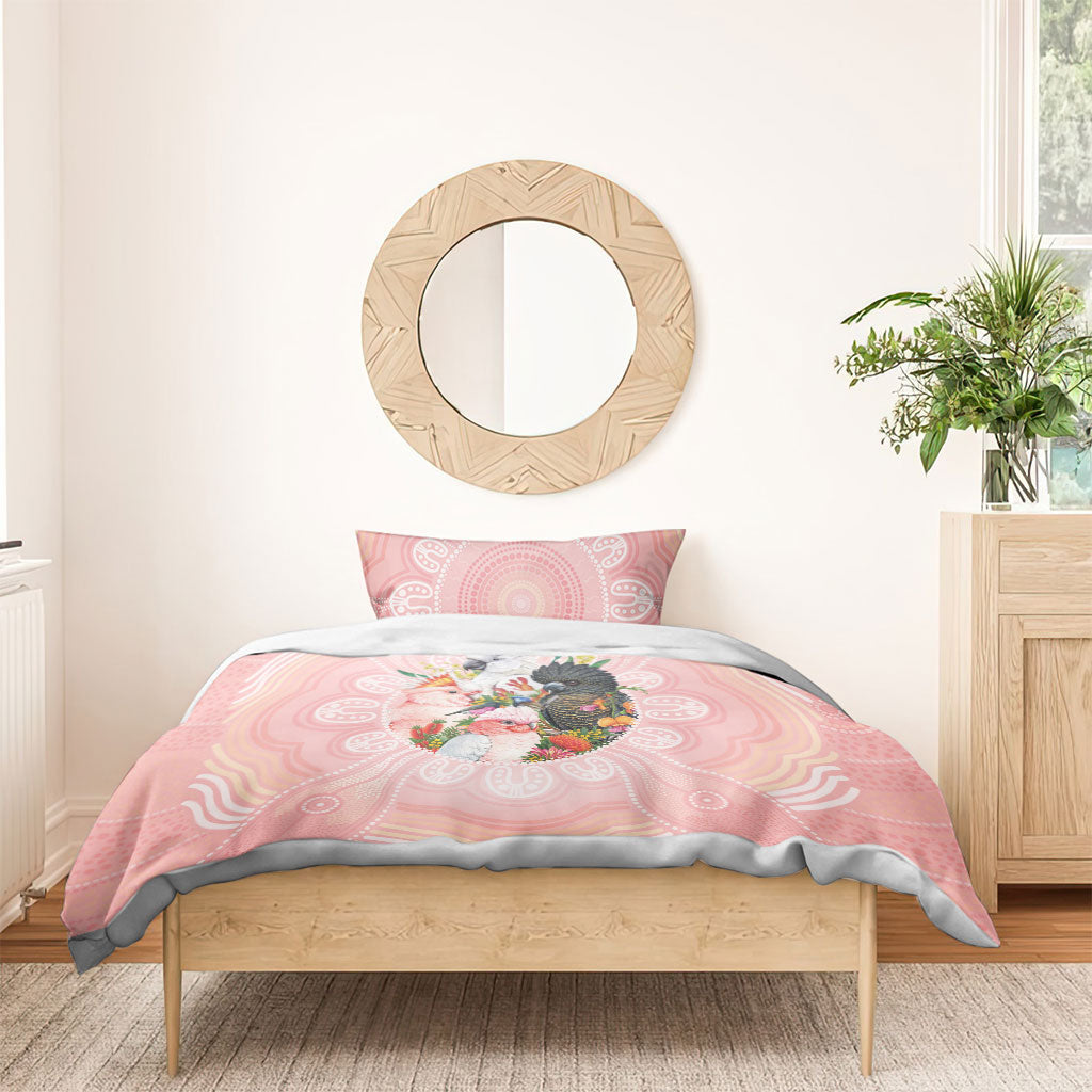 Australian Cockatoos Bedding Set Flora Aboriginal Dot Art Pattern