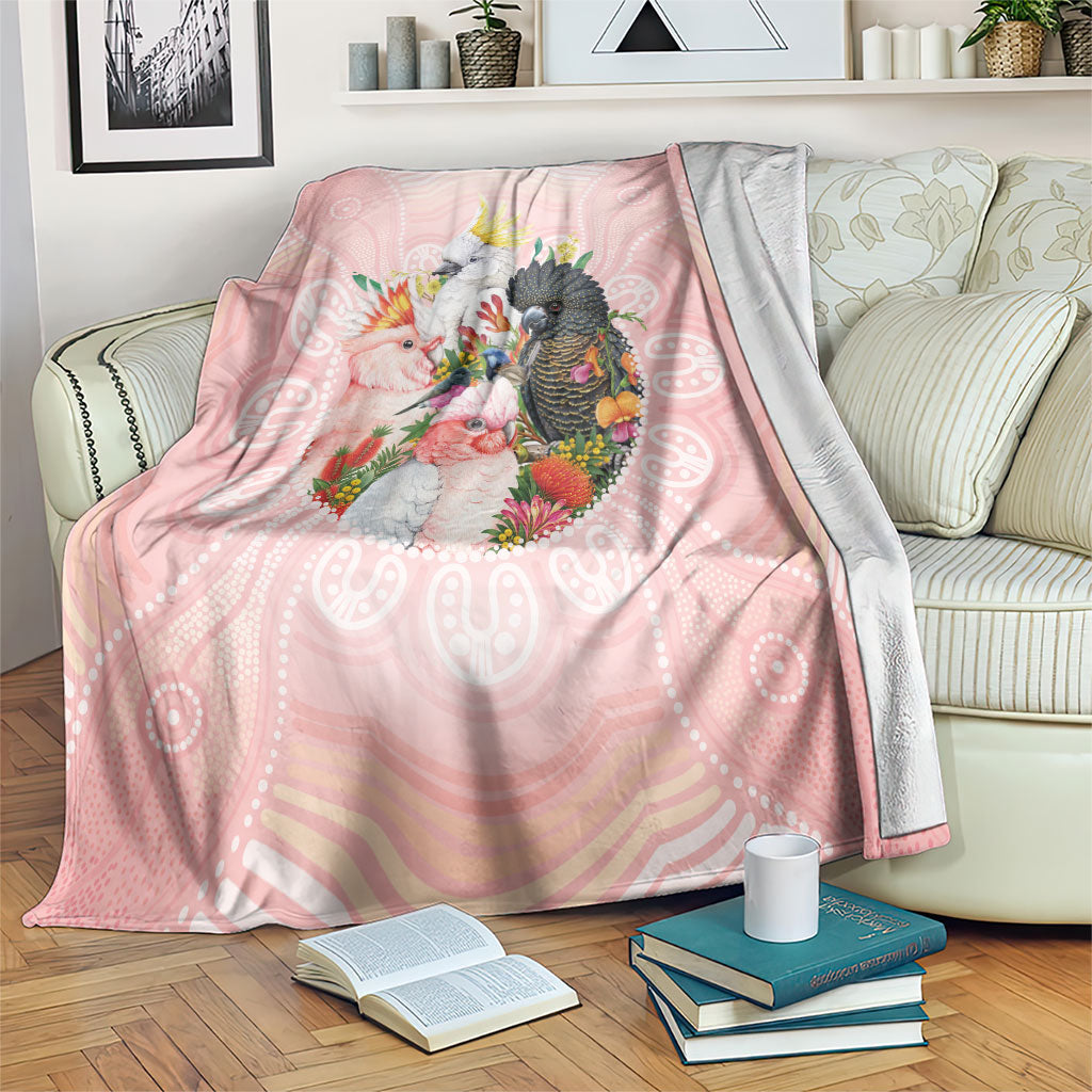 Australian Cockatoos Blanket Flora Aboriginal Dot Art Pattern