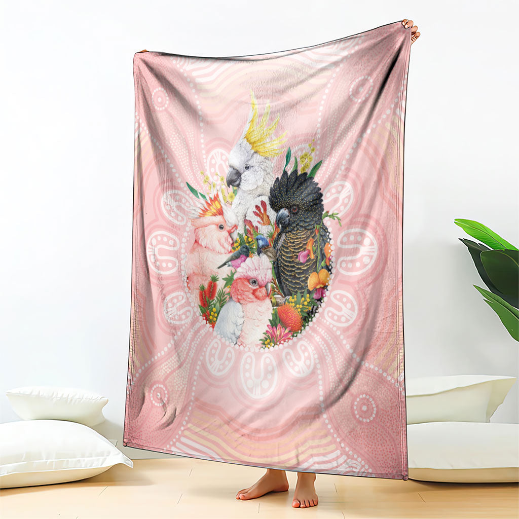 Australian Cockatoos Blanket Flora Aboriginal Dot Art Pattern