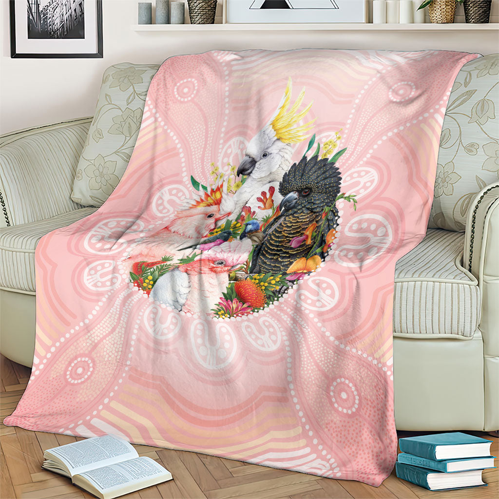 Australian Cockatoos Blanket Flora Aboriginal Dot Art Pattern