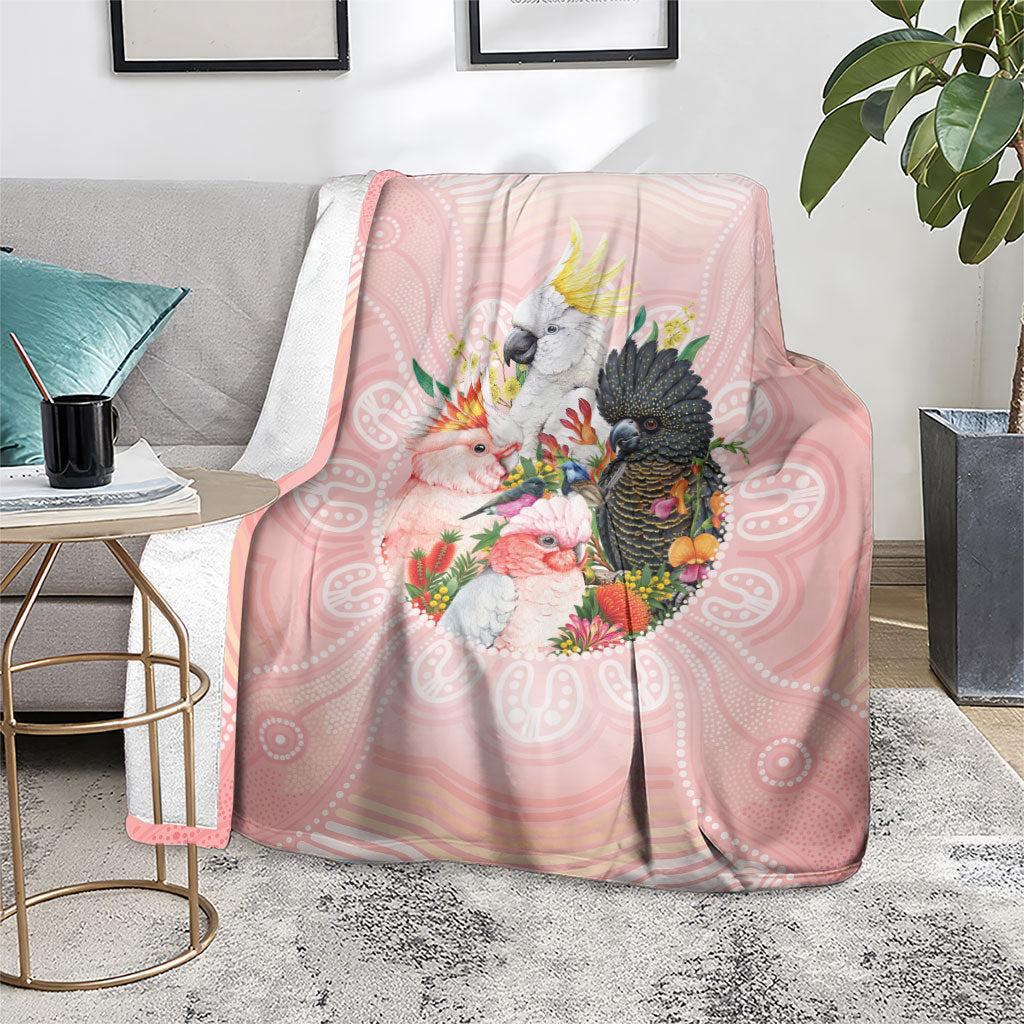 Australian Cockatoos Blanket Flora Aboriginal Dot Art Pattern