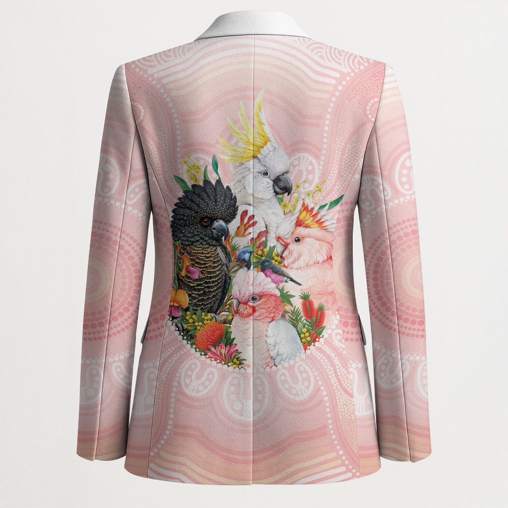 Australian Cockatoos Blazer Flora Aboriginal Dot Art Pattern