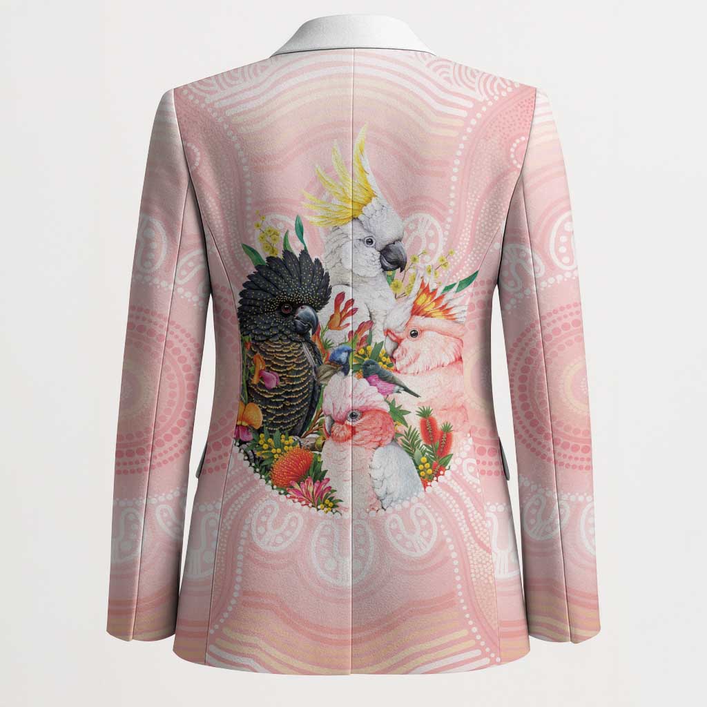 Australian Cockatoos Blazer Flora Aboriginal Dot Art Pattern