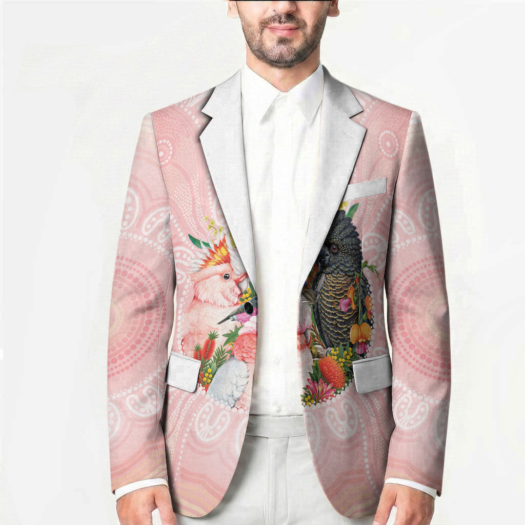 Australian Cockatoos Blazer Flora Aboriginal Dot Art Pattern
