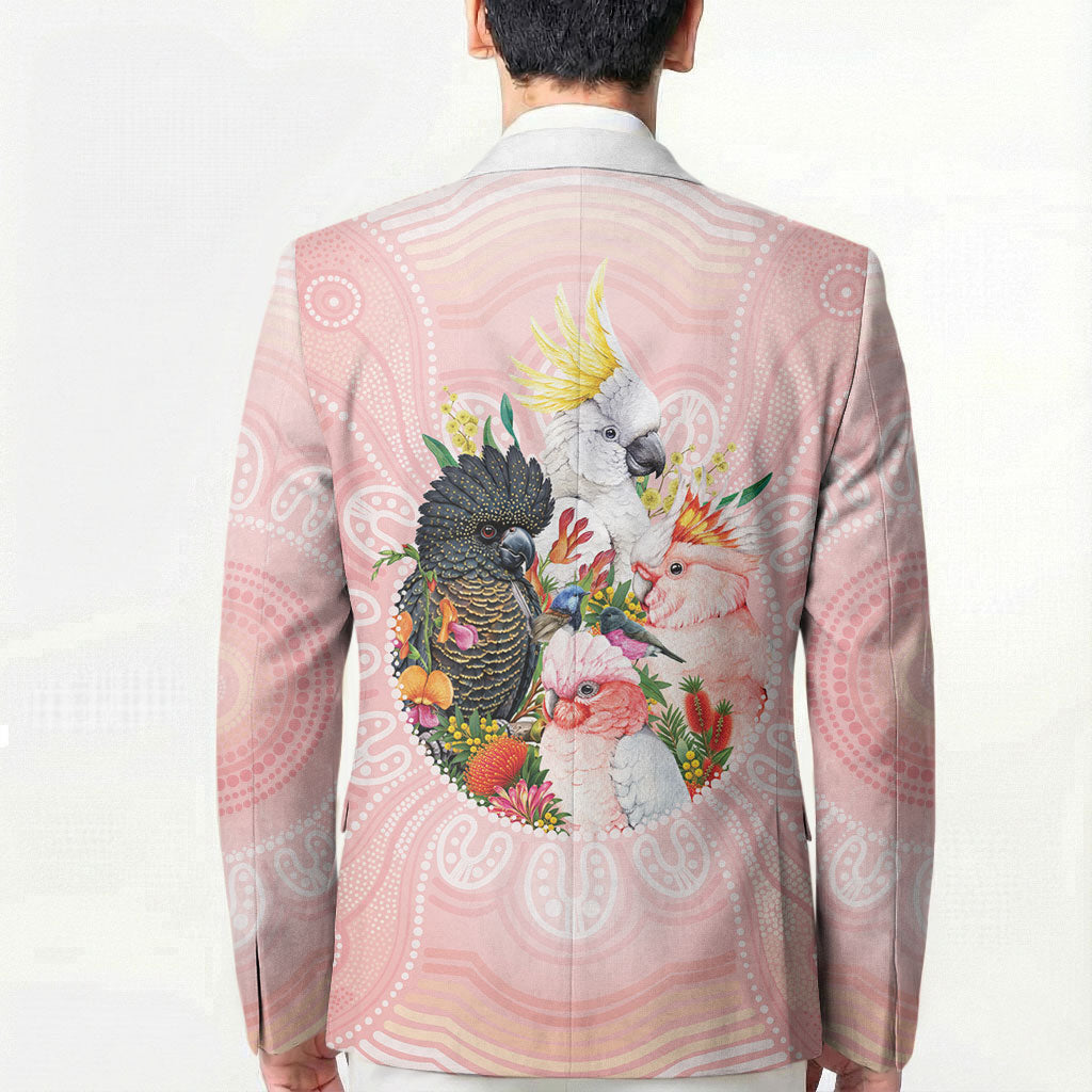 Australian Cockatoos Blazer Flora Aboriginal Dot Art Pattern