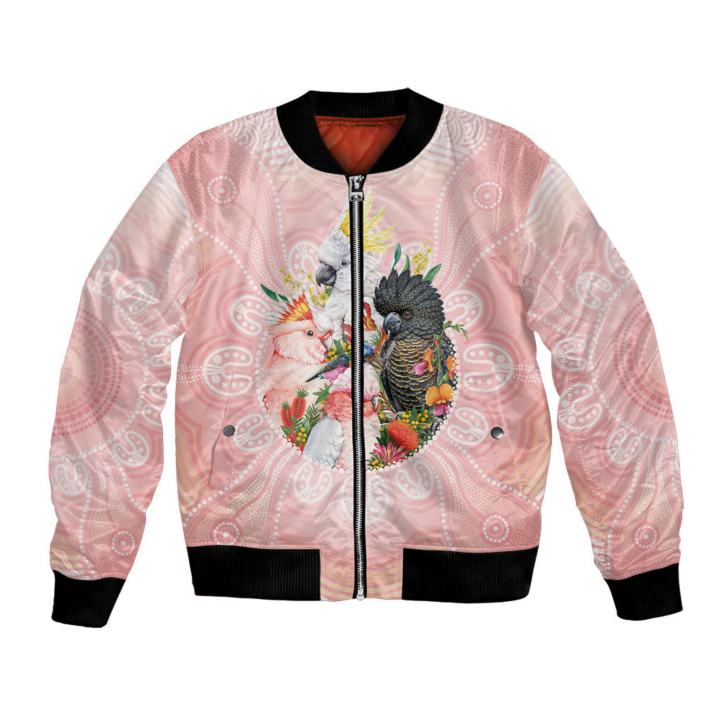 Australian Cockatoos Bomber Jacket Flora Aboriginal Dot Art Pattern