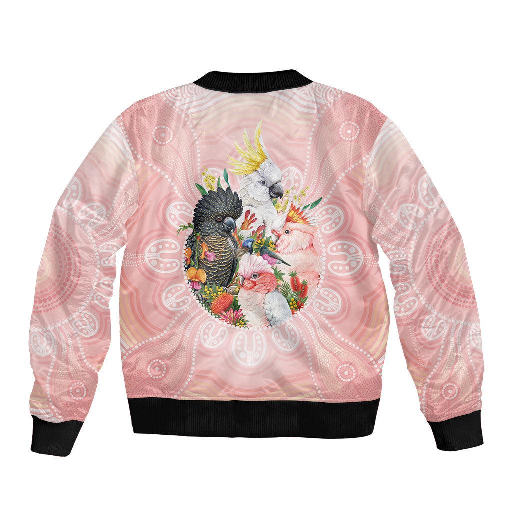 Australian Cockatoos Bomber Jacket Flora Aboriginal Dot Art Pattern