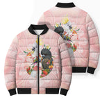Australian Cockatoos Bomber Puffer Jacket Flora Aboriginal Dot Art Pattern