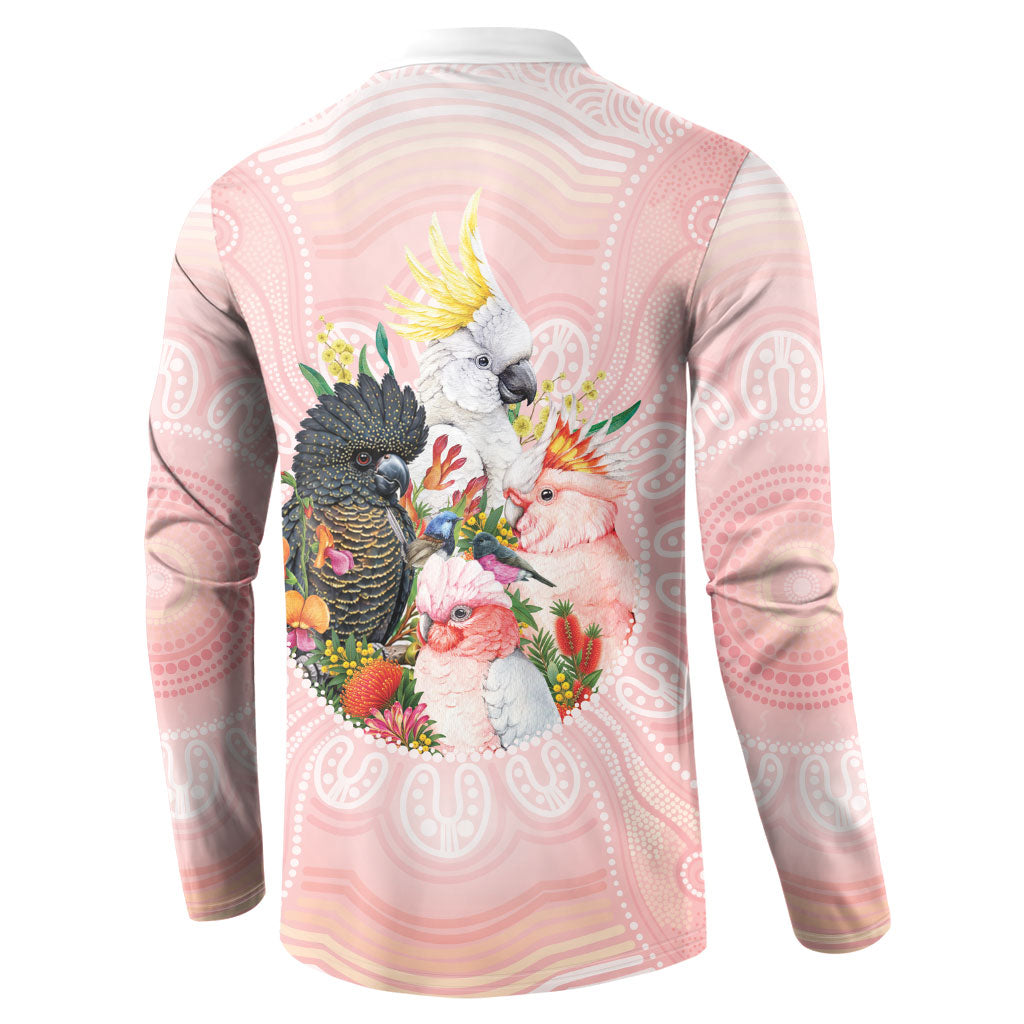 Australian Cockatoos Button Sweatshirt Flora Aboriginal Dot Art Pattern