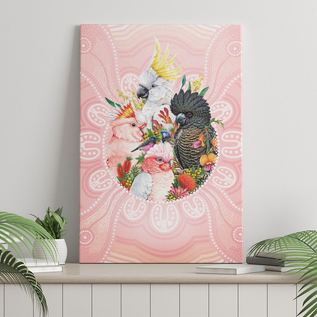 Australian Cockatoos Canvas Wall Art Flora Aboriginal Dot Art Pattern