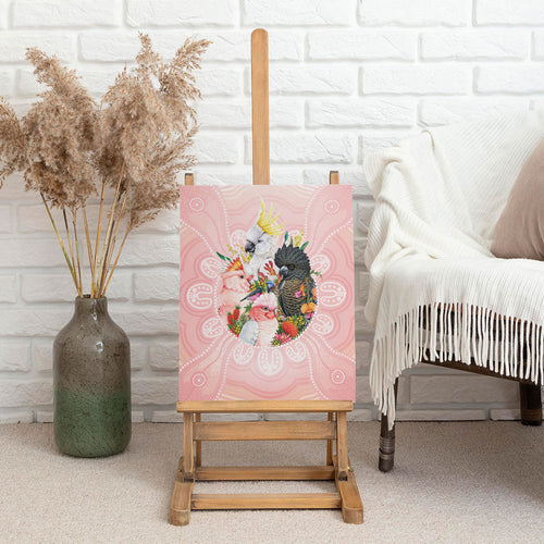Australian Cockatoos Canvas Wall Art Flora Aboriginal Dot Art Pattern