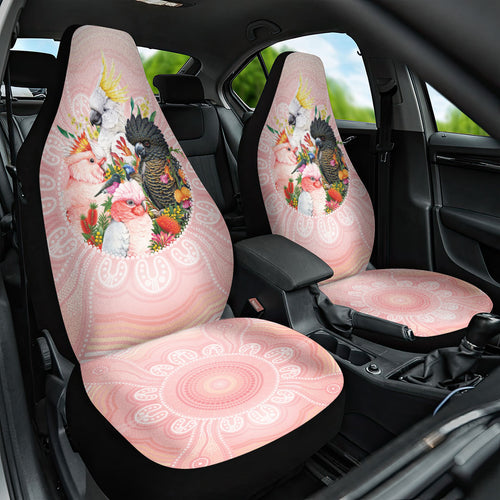 Australian Cockatoos Car Seat Cover Flora Aboriginal Dot Art Pattern