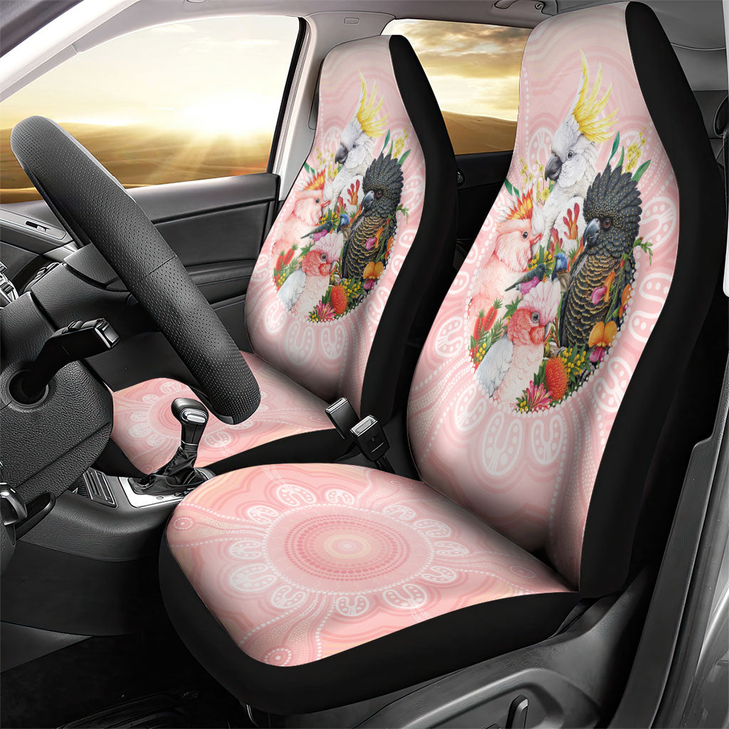 Australian Cockatoos Car Seat Cover Flora Aboriginal Dot Art Pattern