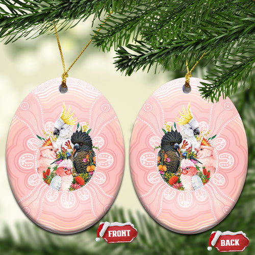 Australian Cockatoos Ceramic Ornament Flora Aboriginal Dot Art Pattern