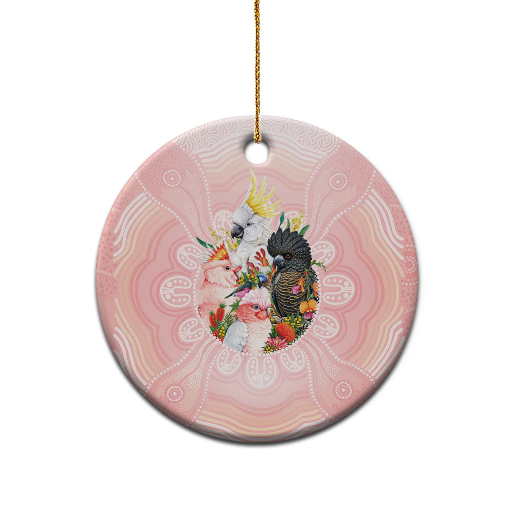 Australian Cockatoos Ceramic Ornament Flora Aboriginal Dot Art Pattern
