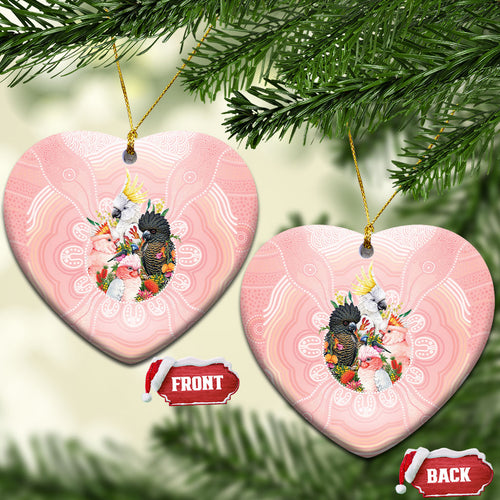 Australian Cockatoos Ceramic Ornament Flora Aboriginal Dot Art Pattern