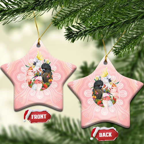 Australian Cockatoos Ceramic Ornament Flora Aboriginal Dot Art Pattern
