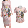 Australian Cockatoos Couples Matching Long Sleeve Bodycon Dress and Hawaiian Shirt Flora Aboriginal Dot Art Pattern